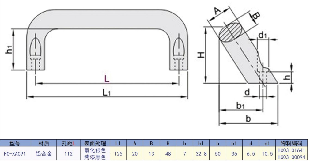 Handle HC-XAG91 (HC-HHDNFA) Design Drawing