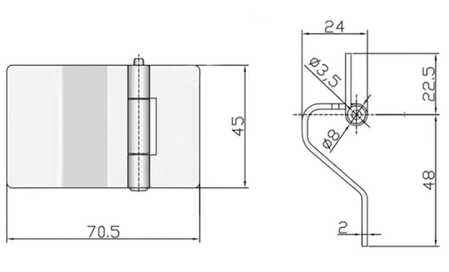 Heavy-Duty Industrial Hinge HC-059 Design Drawing