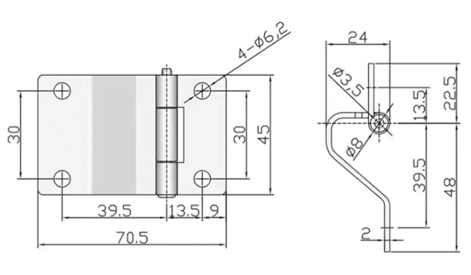 Heavy-Duty Industrial Hinge HC-059A Design Drawing