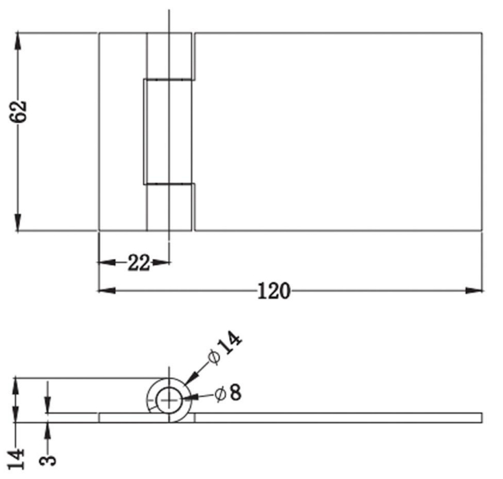Heavy-Duty Industrial Hinge HC-076 Design Drawing