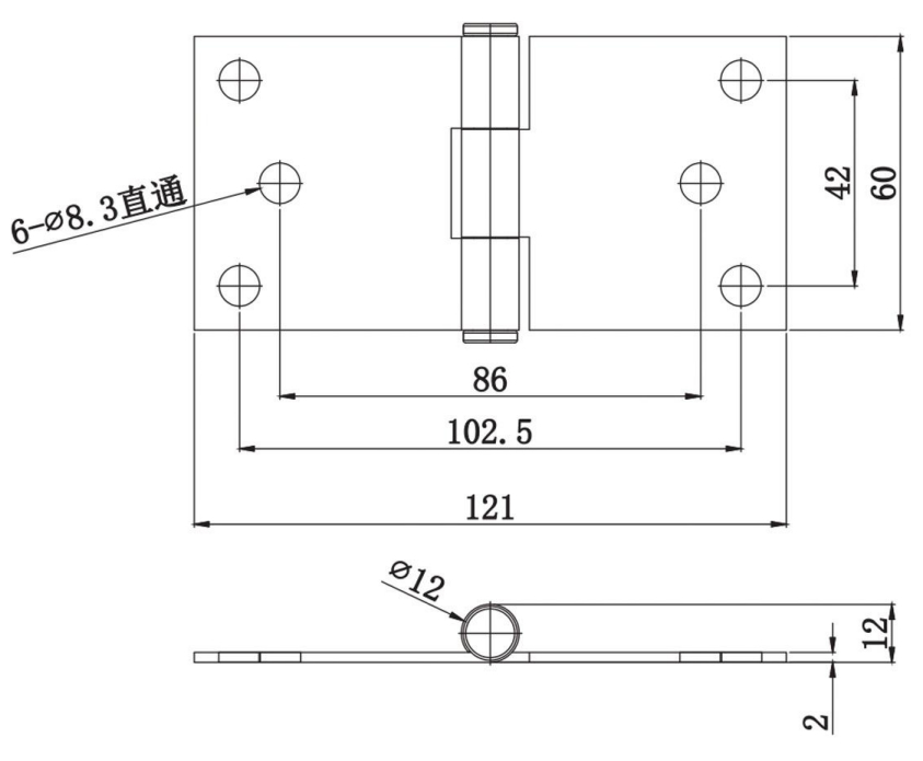 Heavy-Duty Industrial Hinge HC-076A Design Drawing