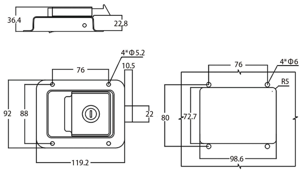 Panel Latches HC-MS858A Design Drawing