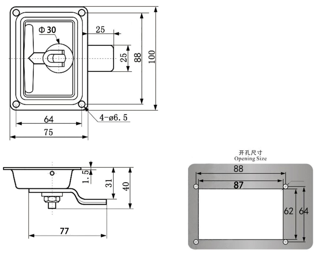 Panel Latches HC-MS858-3 Design Drawing
