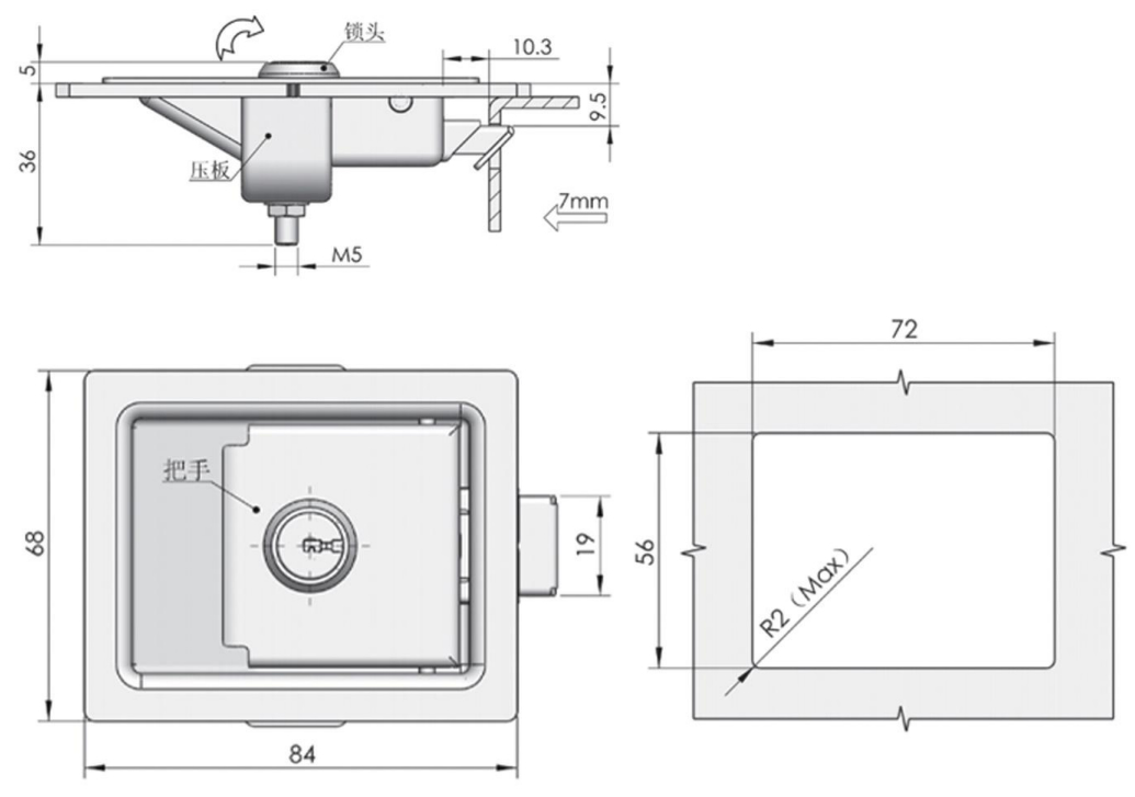 Panel Latches HC-MS866-4(XAV16) Design Drawing