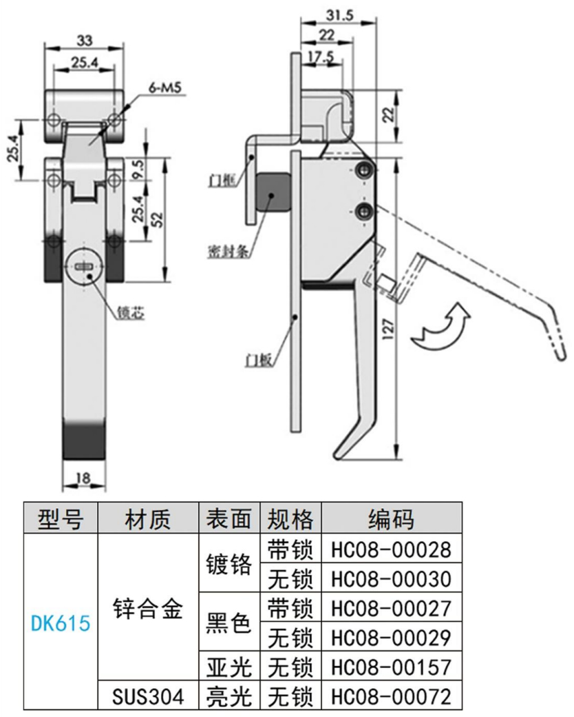 Tighten The Handle HC-DK615(HC-FHS17) Design Drawing