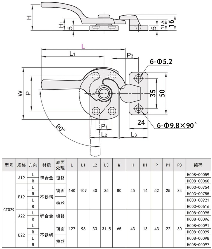 Tighten The Handle HC-CT029-A19 Design Drawing